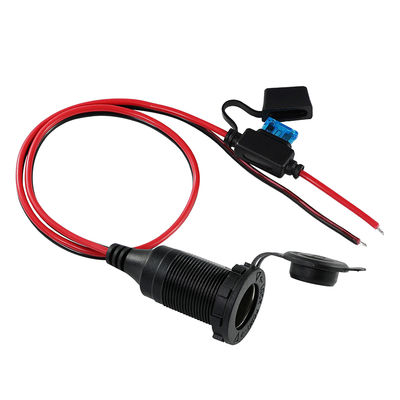 Cigarette Lighter Socket to Tinned Stripped Wire Power Cable with Inline Fuse - 12V/24V DC Output for DIY, Car Electronics