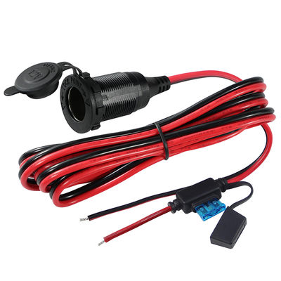 Cigarette Lighter Socket to Tinned Stripped Wire Power Cable with Inline Fuse - 12V/24V DC Output for DIY, Car Electronics