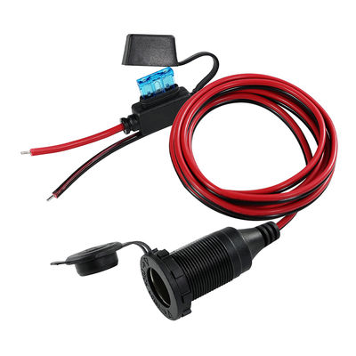 Cigarette Lighter Socket to Tinned Stripped Wire Power Cable with Inline Fuse - 12V/24V DC Output for DIY, Car Electronics