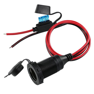 Cigarette Lighter Socket to Tinned Stripped Wire Power Cable with Inline Fuse - 12V/24V DC Output for DIY, Car Electronics