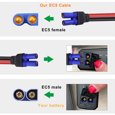 EC5 to 2P  Rectangular DC Connector Cable Power Wire for LiFePO4 Battery, Inverter, Solar Generator, Portable DC Systems