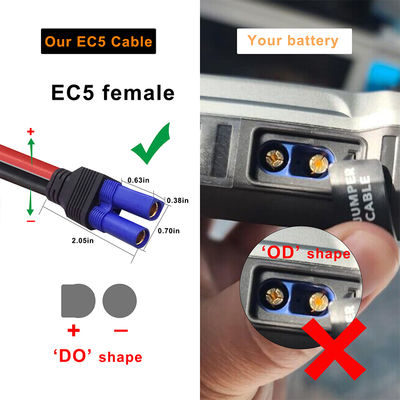 EC5 to 2P  Rectangular DC Connector Cable Power Wire for LiFePO4 Battery, Inverter, Solar Generator, Portable DC Systems