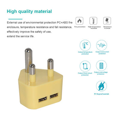 South Africa SA Plug Dual USB-A Wall Charger – 5V 2.4A Output AC Adapter for Mobile Phone, Tablet, USB Devices