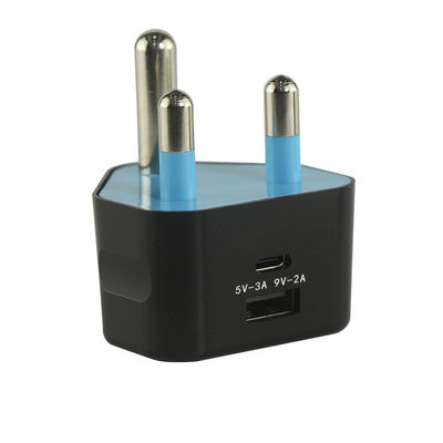 South Africa SA Plug USB Charger with USB-C and USB-A Ports – 5V 3.4A Dual Output Wall Adapter for Mobile Phones, Tablets, USB Devices