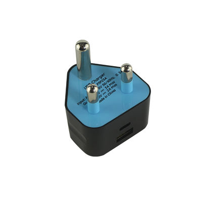 South Africa SA Plug USB Charger with USB-C and USB-A Ports – 5V 3.4A Dual Output Wall Adapter for Mobile Phones, Tablets, USB Devices