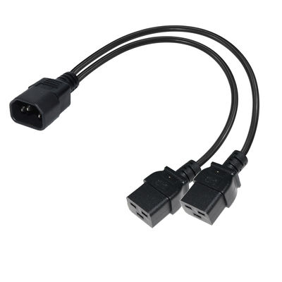 IEC 60320 Male to 2 x C19 Female Y Cable C14 to Dual C19 Power Splitter Cable for PDU Server Rack Data Center