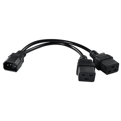 IEC 60320 Male to 2 x C19 Female Y Cable C14 to Dual C19 Power Splitter Cable for PDU Server Rack Data Center