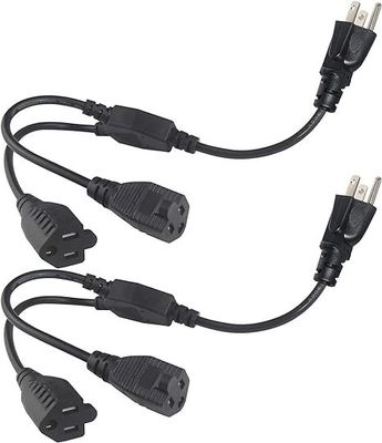 NEMA 5-15P to 2/4-Way US Outlet Power Splitter Cord - 125V AC Y Extension Cable for Home, Office, Workbench, Charger
