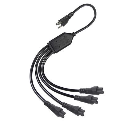 NEMA 5-15P to 4-Way IEC C5 Power Splitter Cord- US Plug to Cloverleaf Adapter Cable for Laptop, Adapter, Notebook Charger