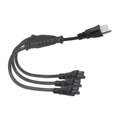 NEMA 5-15P to 4-Way IEC C5 Power Splitter Cord- US Plug to Cloverleaf Adapter Cable for Laptop, Adapter, Notebook Charger