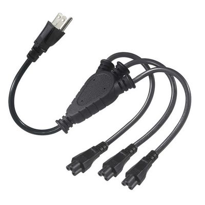 NEMA 5-15P to 4-Way IEC C5 Power Splitter Cord- US Plug to Cloverleaf Adapter Cable for Laptop, Adapter, Notebook Charger