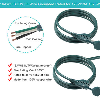 NEMA 5-15P to 3-Way US Outlet Splitter Power Extension Cord - 125V AC Heavy-Duty Cable for Home, Office, Workshop