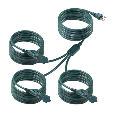 NEMA 5-15P to 3-Way US Outlet Splitter Power Extension Cord - 125V AC Heavy-Duty Cable for Home, Office, Workshop