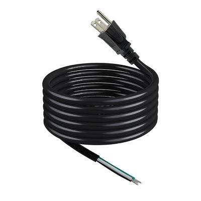 NEMA 5-15P Power Cord with Tinned Stripped Wire End-3-Conductor US Plug Cable for DIY Wiring, Panel, Terminal Block Use