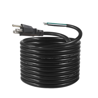 NEMA 5-15P Power Cord with Tinned Stripped Wire End-3-Conductor US Plug Cable for DIY Wiring, Panel, Terminal Block Use