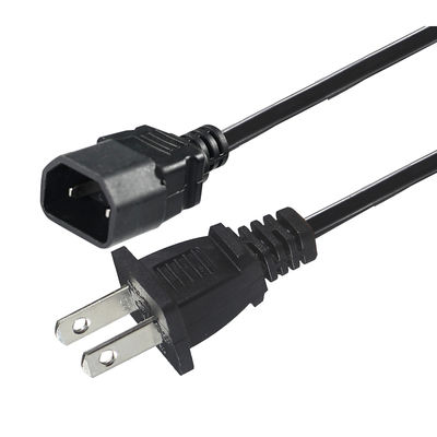 NEMA 1-15P to IEC C18 Power Cord - 2-Prong US Plug to C18 Connector Cable for Laptop Adapter, Projector, Monitor Power Supply