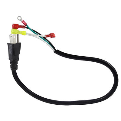 Right Angle 3P US Plug to Spade/Ring Terminal Power Cable, 14AWG 3-Wire Pre-Terminated Cord for Amplifier Audio Equipment 3/6FT