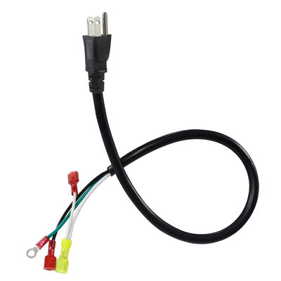 Right Angle 3P US Plug to Spade/Ring Terminal Power Cable, 14AWG 3-Wire Pre-Terminated Cord for Amplifier Audio Equipment 3/6FT