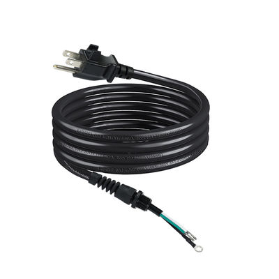 3P Open End Extension Cord, NEMA 5-15P Plug to Bare Wire, 14AWG  Power Cable with Strain Relief Cable Clip, Indoor/Outdoor Use