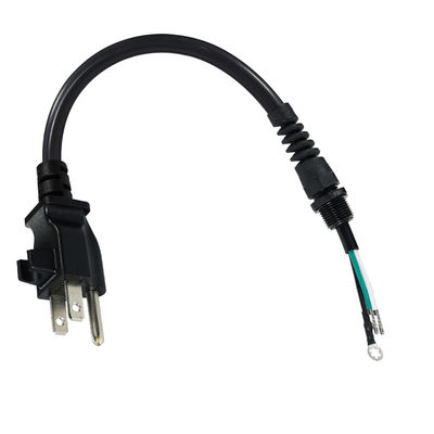 3P Open End Extension Cord, NEMA 5-15P Plug to Bare Wire, 14AWG  Power Cable with Strain Relief Cable Clip, Indoor/Outdoor Use