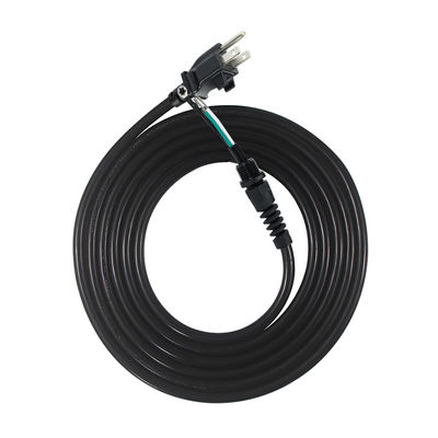 3P Open End Extension Cord, NEMA 5-15P Plug to Bare Wire, 14AWG  Power Cable with Strain Relief Cable Clip, Indoor/Outdoor Use