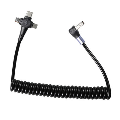 3-in-1 Coiled Fast Charging Cable, USB-C to 8-Pin & Micro USB, Triple Head Retractable Cord for Phone  3ft/4ft/6ft