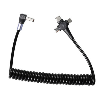 3-in-1 Coiled Fast Charging Cable, USB-C to 8-Pin & Micro USB, Triple Head Retractable Cord for Phone  3ft/4ft/6ft