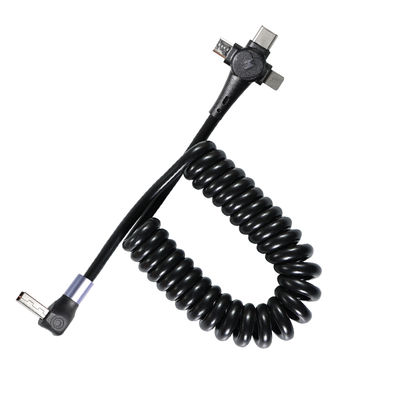 3-in-1 Coiled Fast Charging Cable, USB-C to 8-Pin & Micro USB, Triple Head Retractable Cord for Phone  3ft/4ft/6ft