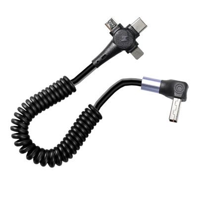 3-in-1 Coiled Fast Charging Cable, USB-C to 8-Pin & Micro USB, Triple Head Retractable Cord for Phone  3ft/4ft/6ft