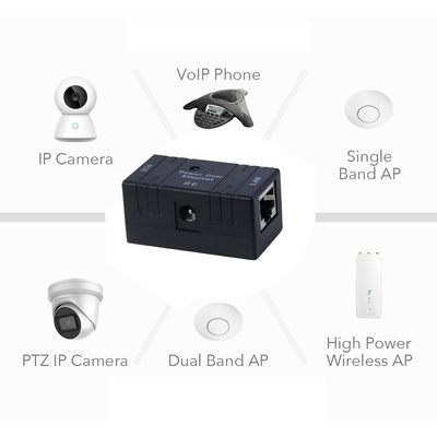 Single Port Power Over Ethernet POE Injector RJ45 Connector Transmission