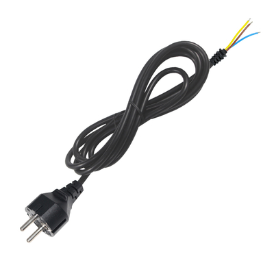 EU Plug to Tinned Stripped Wire Power Cord- 2-Pin Euro Power Cable for DIY AC Wiring, Panel Connection, Equipment Input