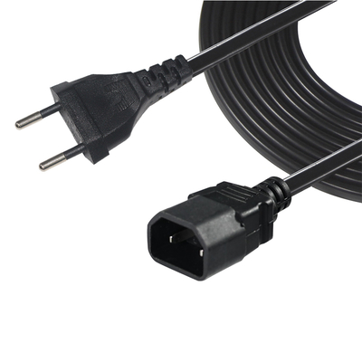 EU Plug to IEC C18 Power Cord 2-Pin 250V 2.5A Black