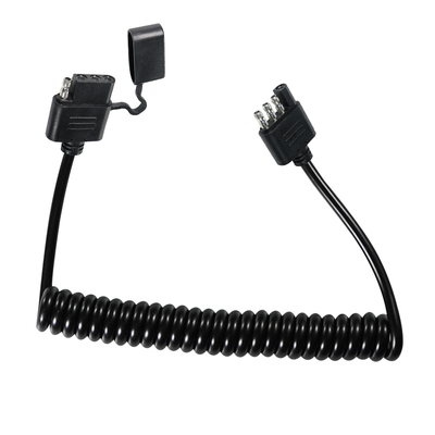 4-Pin Coiled Trailer Light Extension Cable -Weatherproof Spiral Wire Harness for Trailer RV Tow Vehicle Brake Signal Lights