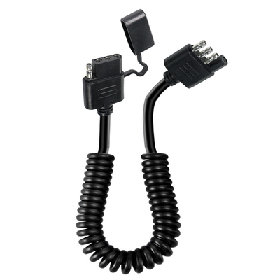 4-Pin Coiled Trailer Light Extension Cable -Weatherproof Spiral Wire Harness for Trailer RV Tow Vehicle Brake Signal Lights