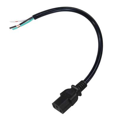 IEC C13 to Stripped Wire Power Cable -AC Power Cord with Open-End Bare Wire for Server, PDU, Power Distribution, 10A 250V