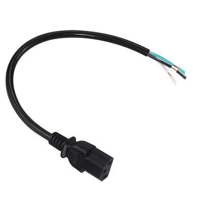 IEC C13 to Stripped Wire Power Cable -AC Power Cord with Open-End Bare Wire for Server, PDU, Power Distribution, 10A 250V