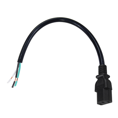 IEC C13 to Stripped Wire Power Cable -AC Power Cord with Open-End Bare Wire for Server, PDU, Power Distribution, 10A 250V