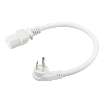 Right Angle NEMA 5-15P to C13 Power Cord- 3-Prong US Plug to IEC C13 AC Cable for Monitor, Server, PDU, 10A 125V