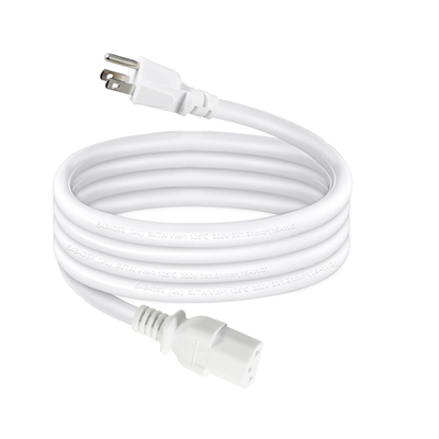 Right Angle NEMA 5-15P to C13 Power Cord- 3-Prong US Plug to IEC C13 AC Cable for Monitor, Server, PDU, 10A 125V