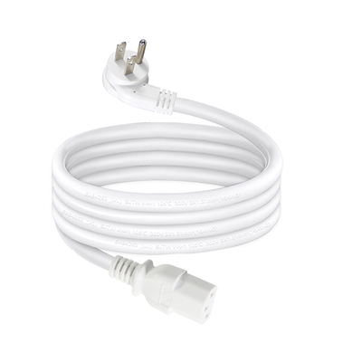 Right Angle NEMA 5-15P to C13 Power Cord- 3-Prong US Plug to IEC C13 AC Cable for Monitor, Server, PDU, 10A 125V