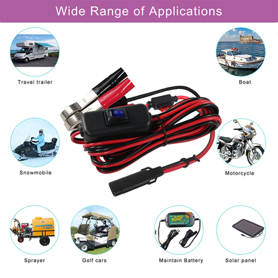 SAE to Alligator Clip Battery Cable with Inline Fuse and Switch - 12V Power Extension Lead for Solar, Automotive, DIY