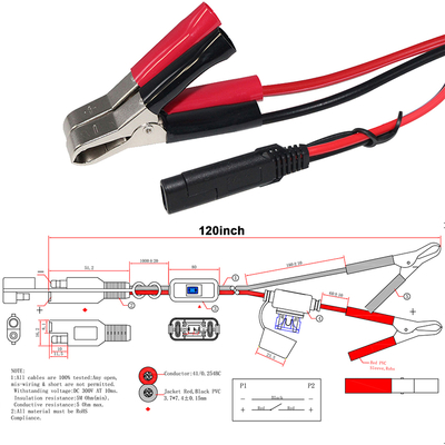 SAE to Alligator Clip Battery Cable with Inline Fuse and Switch - 12V Power Extension Lead for Solar, Automotive, DIY