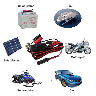 SAE to Alligator Clip Battery Cable with Inline Fuse and Switch - 12V Power Extension Lead for Solar, Automotive, DIY