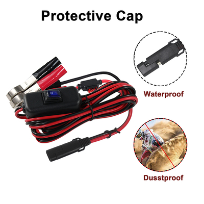 SAE to Alligator Clip Battery Cable with Inline Fuse and Switch - 12V Power Extension Lead for Solar, Automotive, DIY