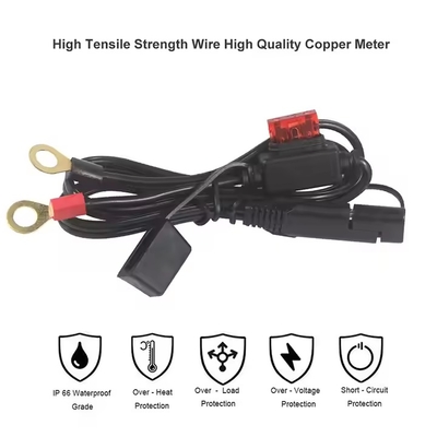 SAE to O-Ring Terminal Battery Cable with Inline Fuse - 12V Quick Disconnect Charging Wire for Motorcycle, ATV, Car