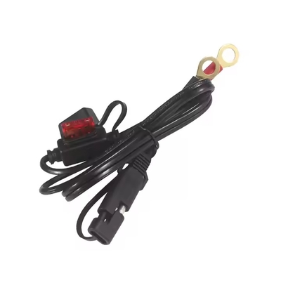 SAE to O-Ring Terminal Battery Cable with Inline Fuse - 12V Quick Disconnect Charging Wire for Motorcycle, ATV, Car
