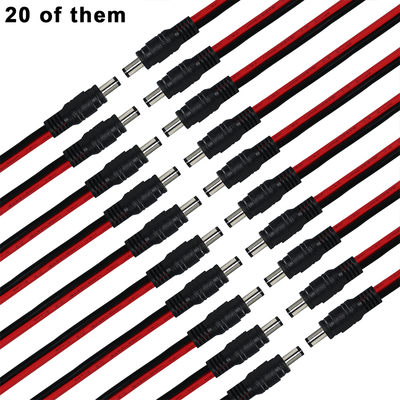 DC Male Plug to Tinned Wire Power Cable, 5.5x2.1mm or 5.5x2.5mm, 12V DC Power Adapter Cord for CCTV, LED, DIY
