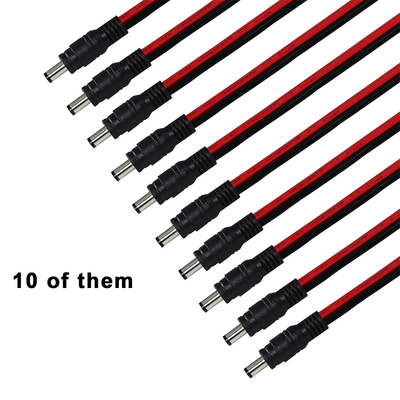 DC Male Plug to Tinned Wire Power Cable, 5.5x2.1mm or 5.5x2.5mm, 12V DC Power Adapter Cord for CCTV, LED, DIY