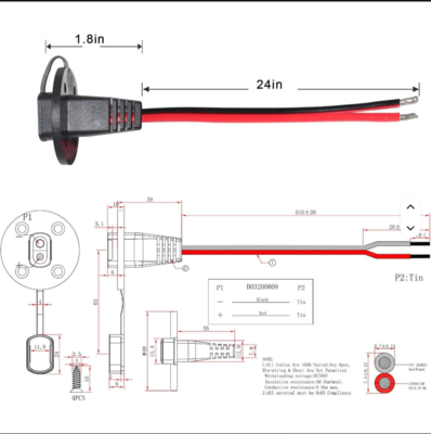 SAE Socket Sidewall Port Panel Mount Connector with Dust Cap