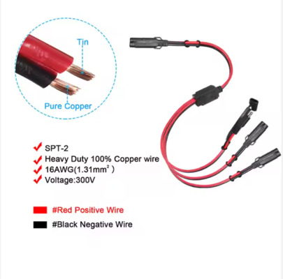 SAE 1-to-3 Power Splitter Cable for Solar Panels and Battery Chargers